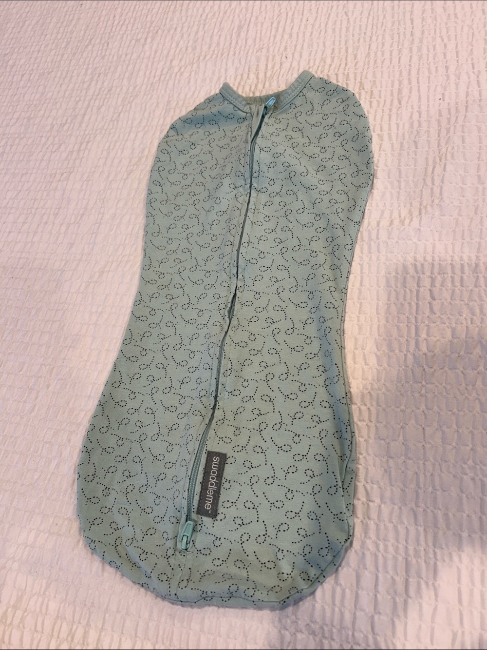 SwaddleMe Sage Green Zip Swaddle with Dotted Swirl Print